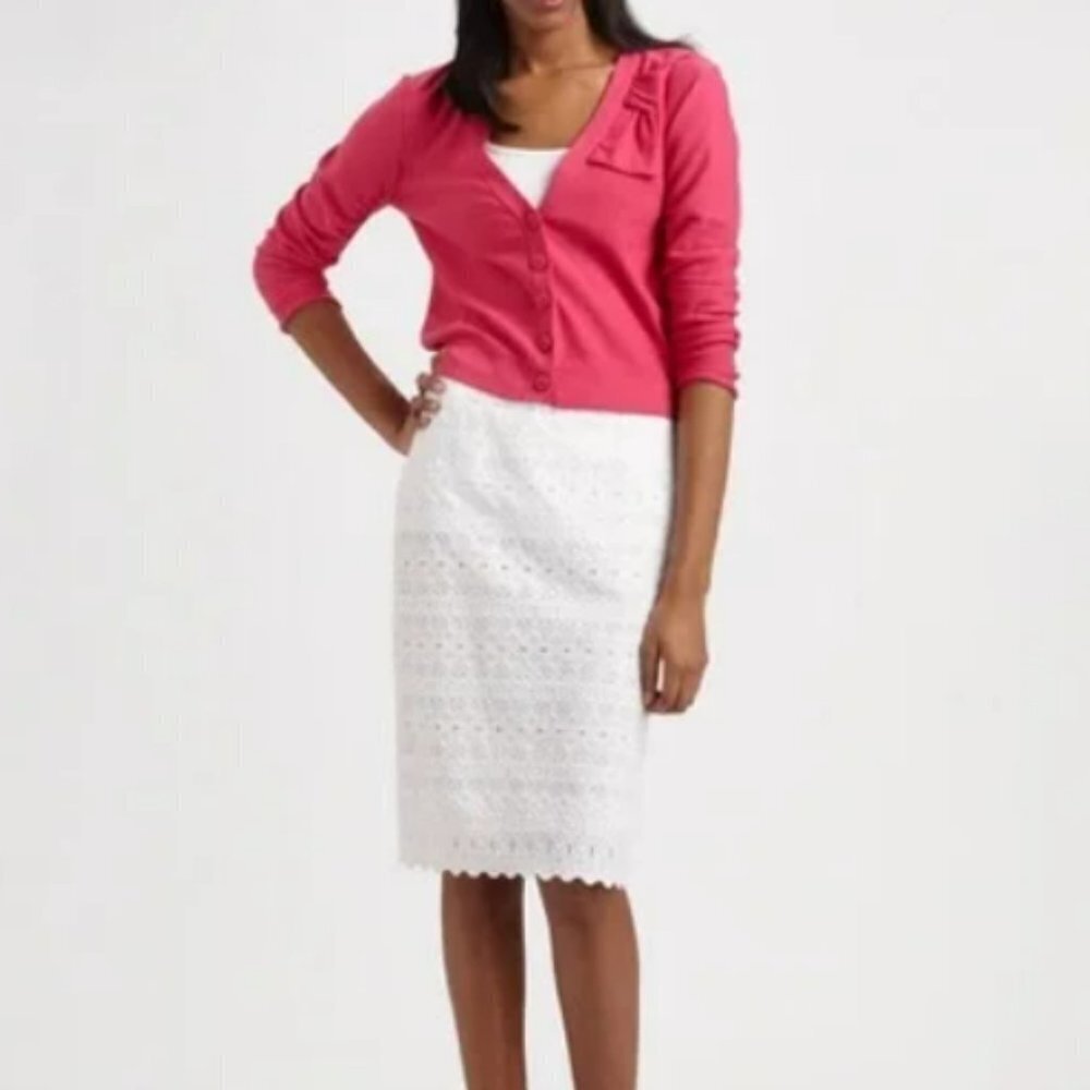Nanette Lepore White Eyelet Rikki-Tikki Pencil Skirt - Size 2